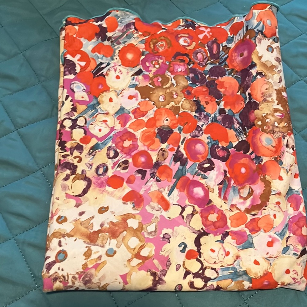 Cream Floral-Print Mini Skirt with Pink and Orange Accents - Picture 3 of 8
